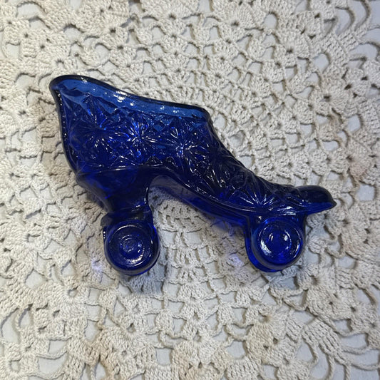 Cobalt Blue Art Glass Women's Roller Skate Slipper - 4.5"(L) x 2.75"(H)