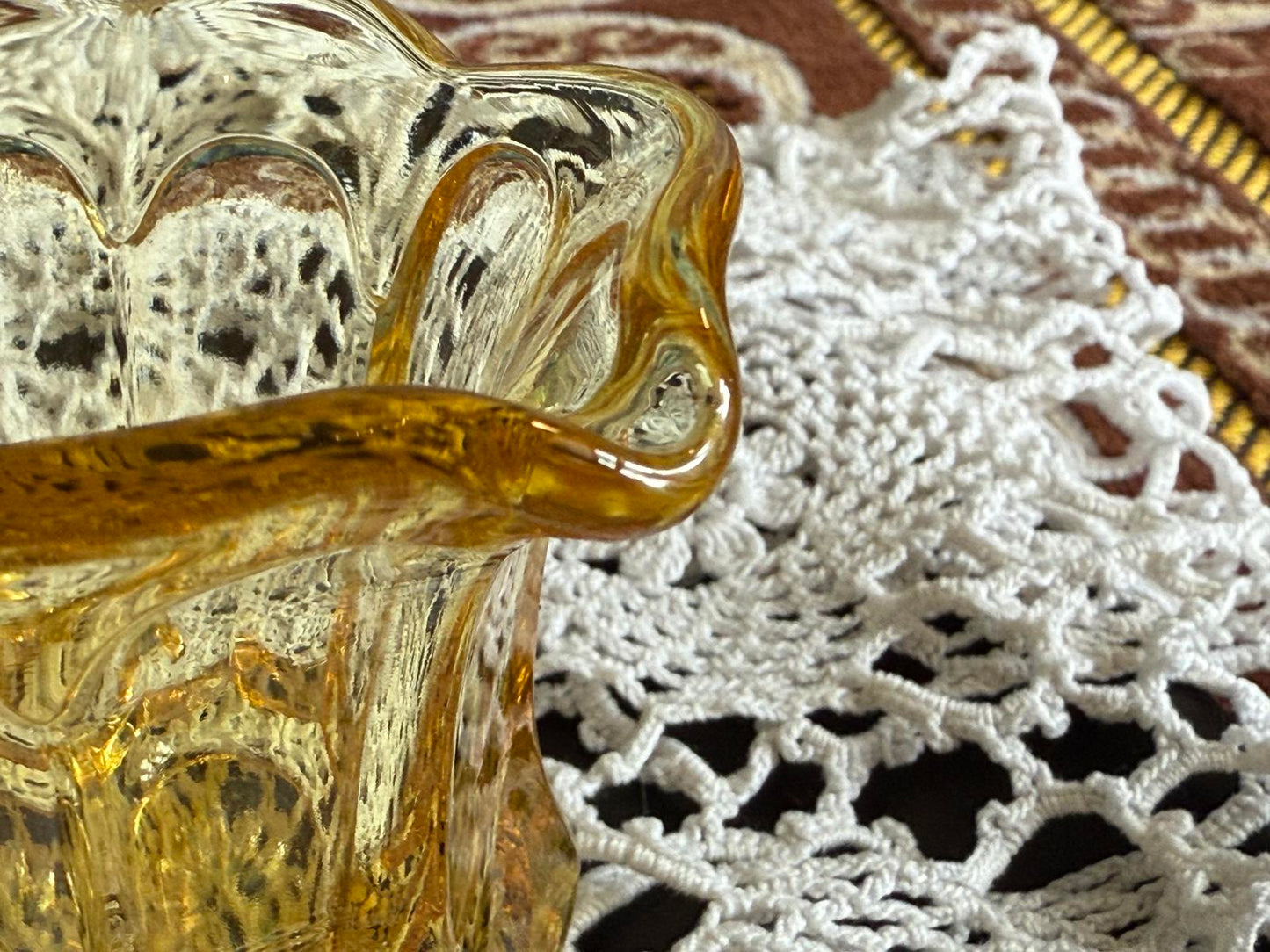 Old Williamsburg Yellow Imperial Glass Mini Creamer & Open Sugar Bowl Handles