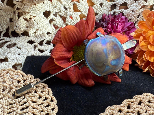 Vintage Turtle Brooch Pin patina metal hand made