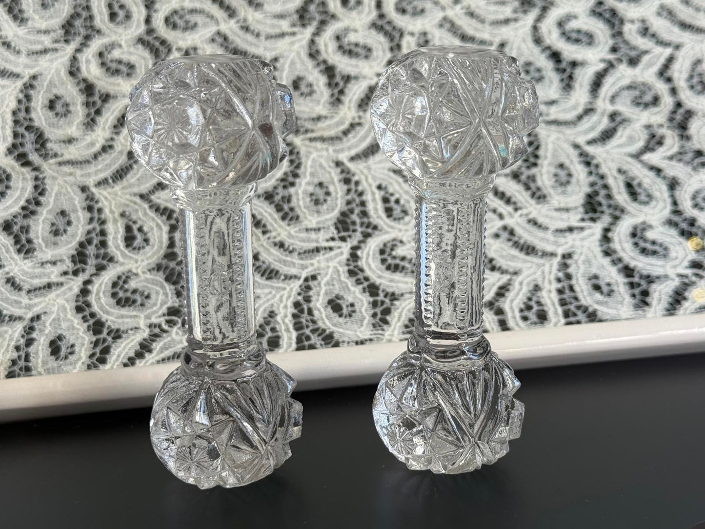 Vintage Imperial Lead Crystal Baby Weights/Knife Rests/Bar Bells Set of 2