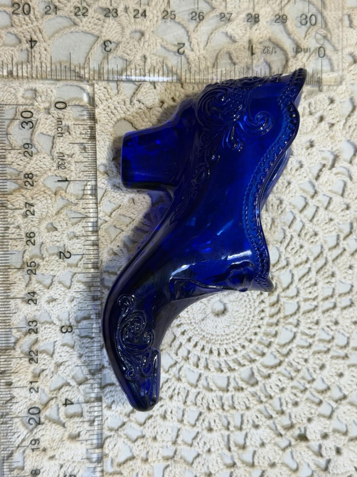 Mosser Art Glass Cobalt Bow Slipper / Shoe Style 109