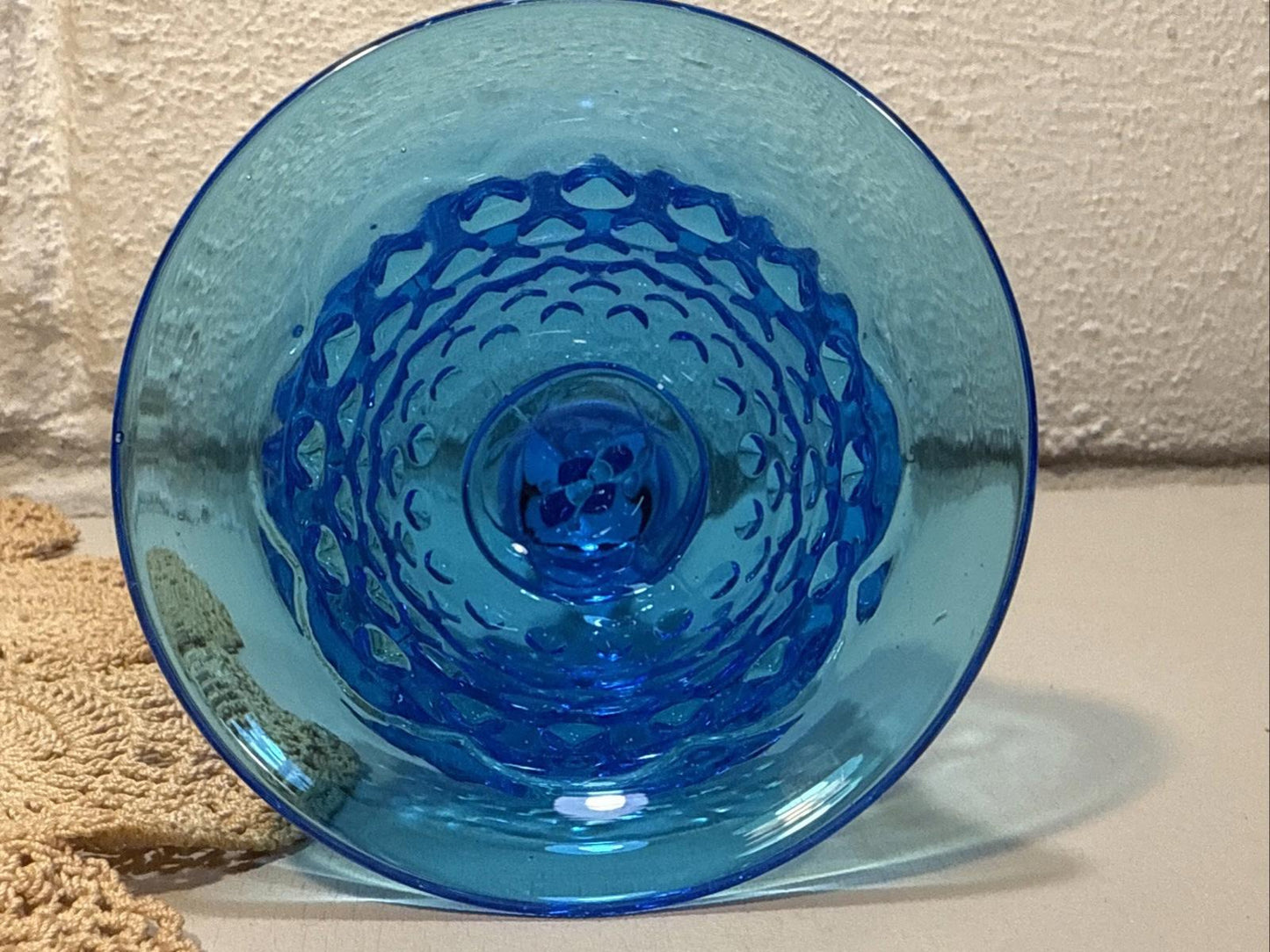 Vintage Fenton Colonial Blue Hobnail Glass Bell