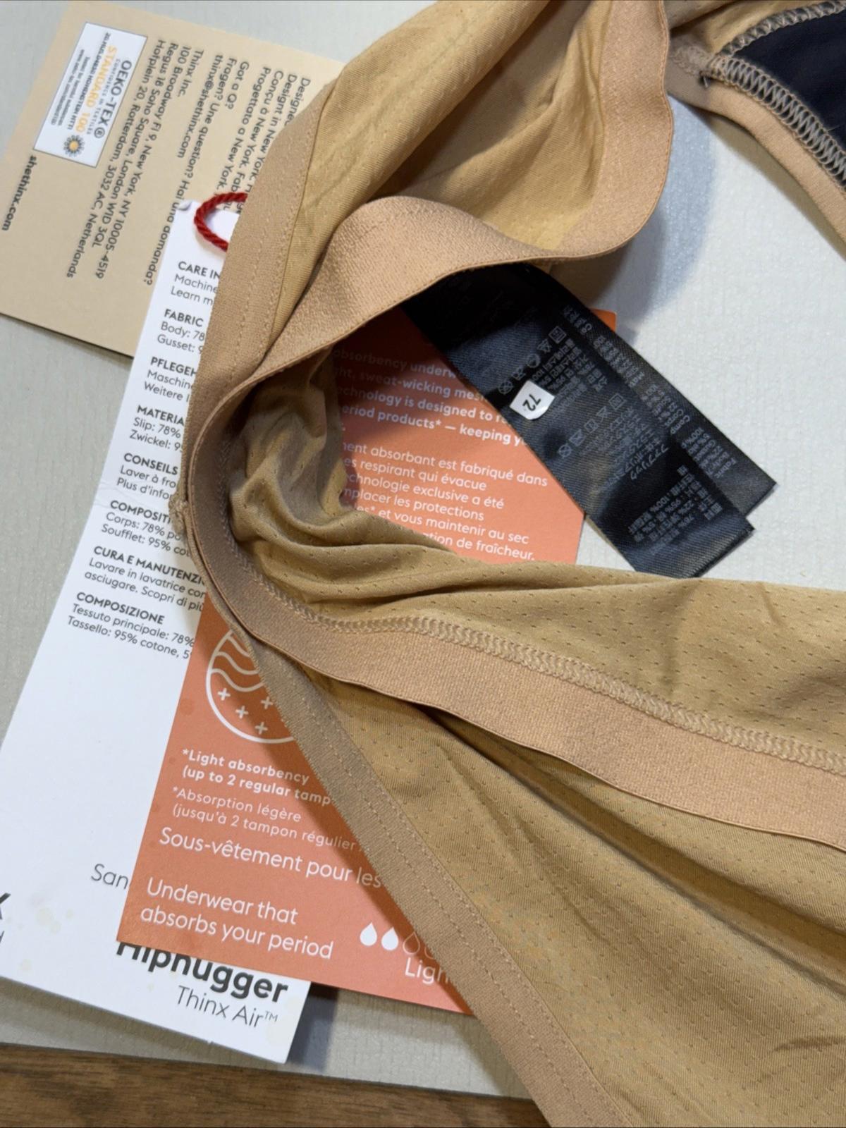 Thinx Air Light Absorbent Hiphugger Panty Sand Size: 4XL NWT Period Panties