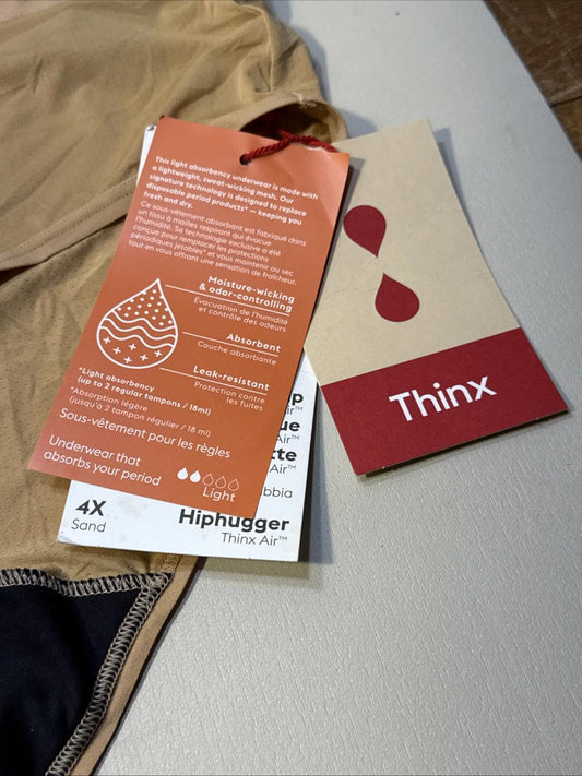Thinx Air Light Absorbent Hiphugger Panty Sand Size: 4XL NWT Period Panties