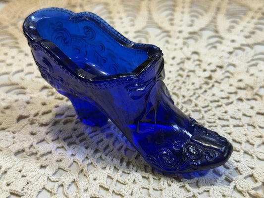 Mosser Art Glass Cobalt Bow Slipper / Shoe Style 109