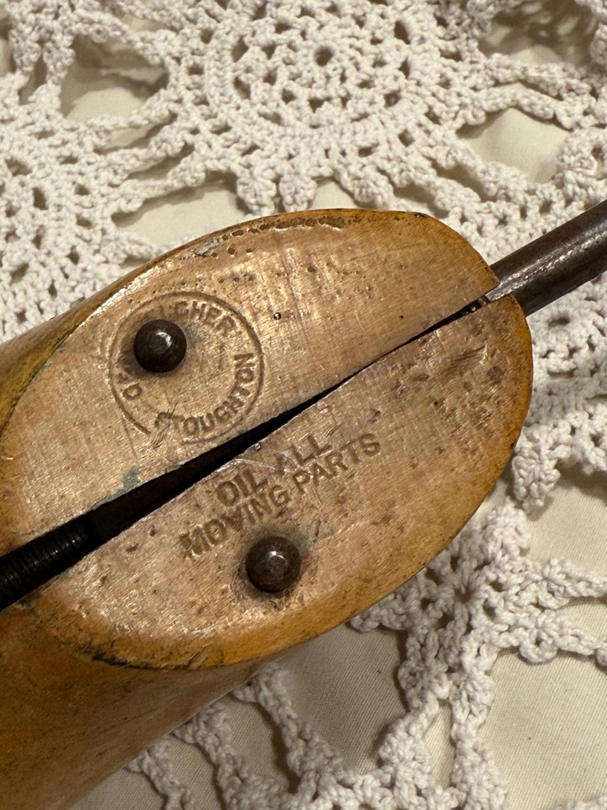 Antique 1940's George E Belcher GE wooden & cast iron shoe stretcher home decor