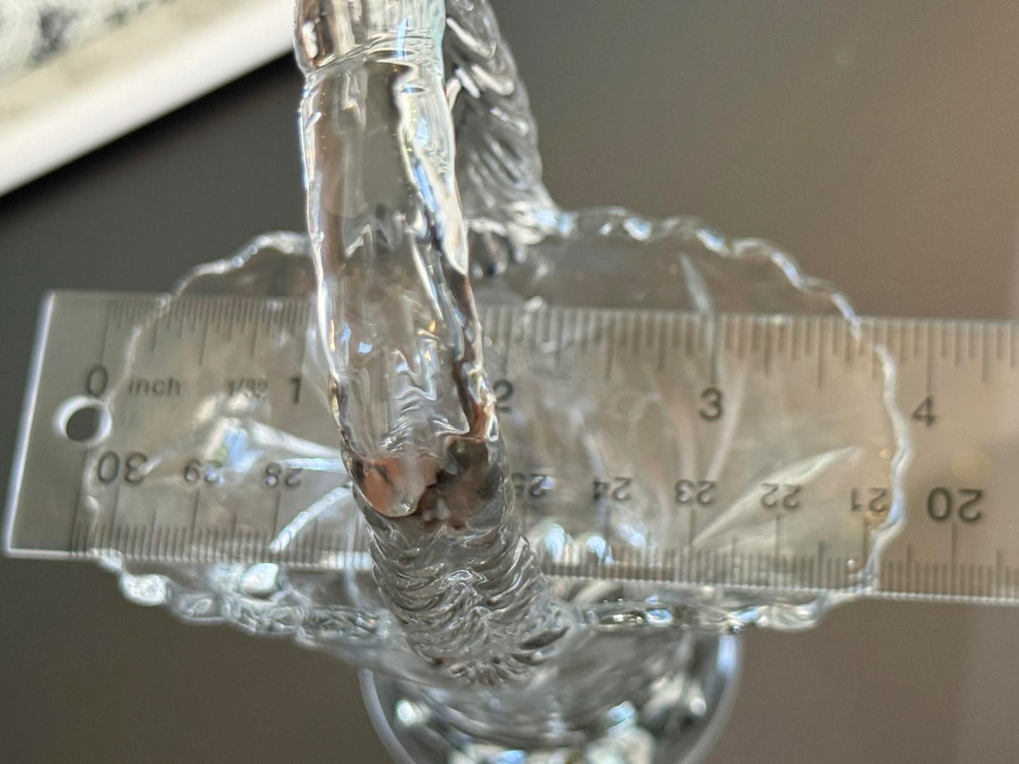 Duncan & Miller Crystal Basket w/ Engraved Flowers circa 1900