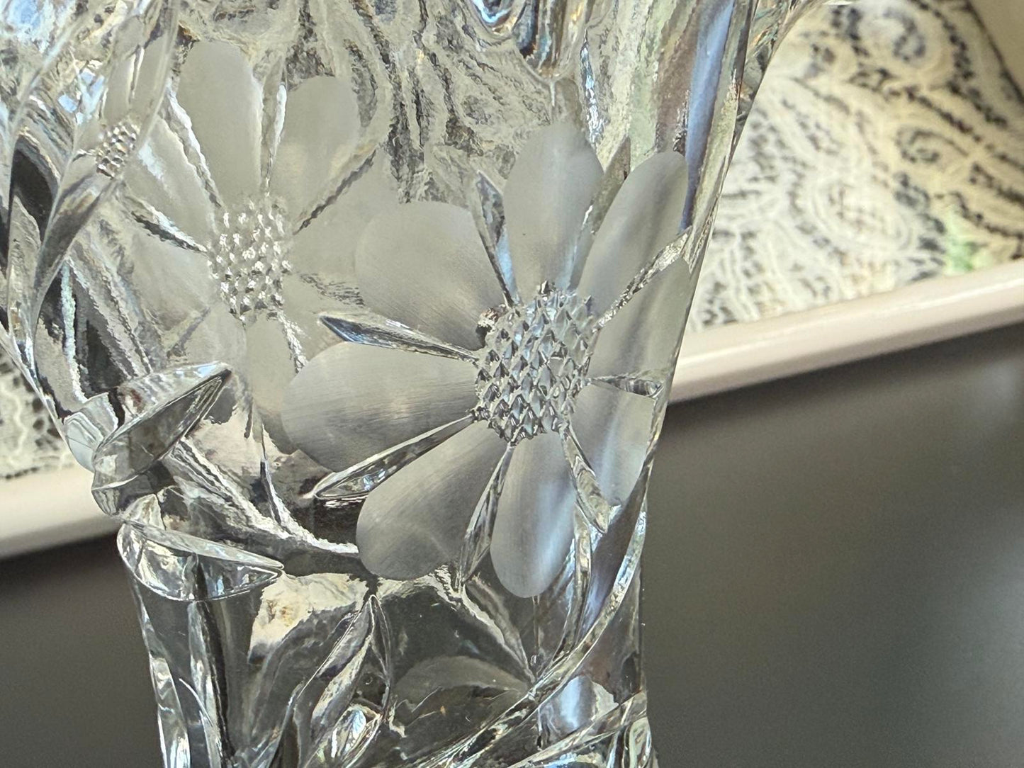 Duncan & Miller Crystal Basket w/ Engraved Flowers circa 1900