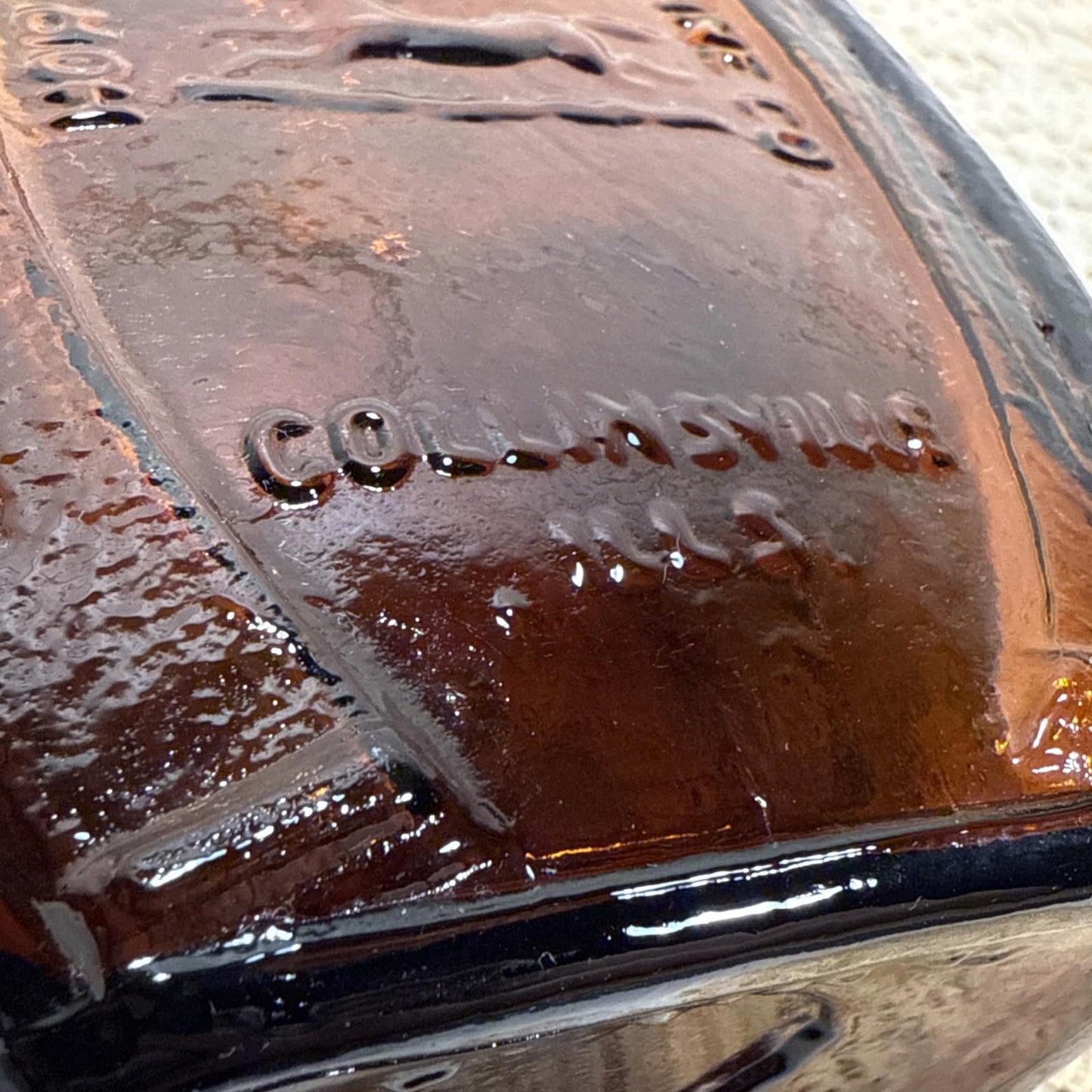 Vintage Wheaton Amber/Brown Glass Horse Shoe Medicine Co Bitters Bottle 7 1/2"