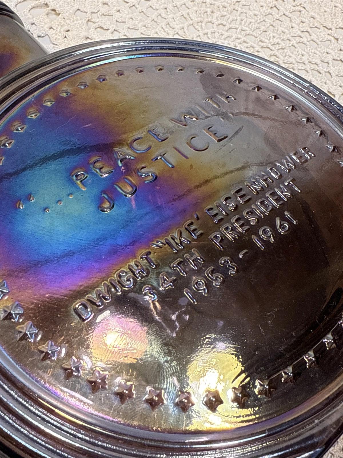 Wheaton Glass Bottle Dwight David Eisenhower 1st Edition Carnival Glass Decanter