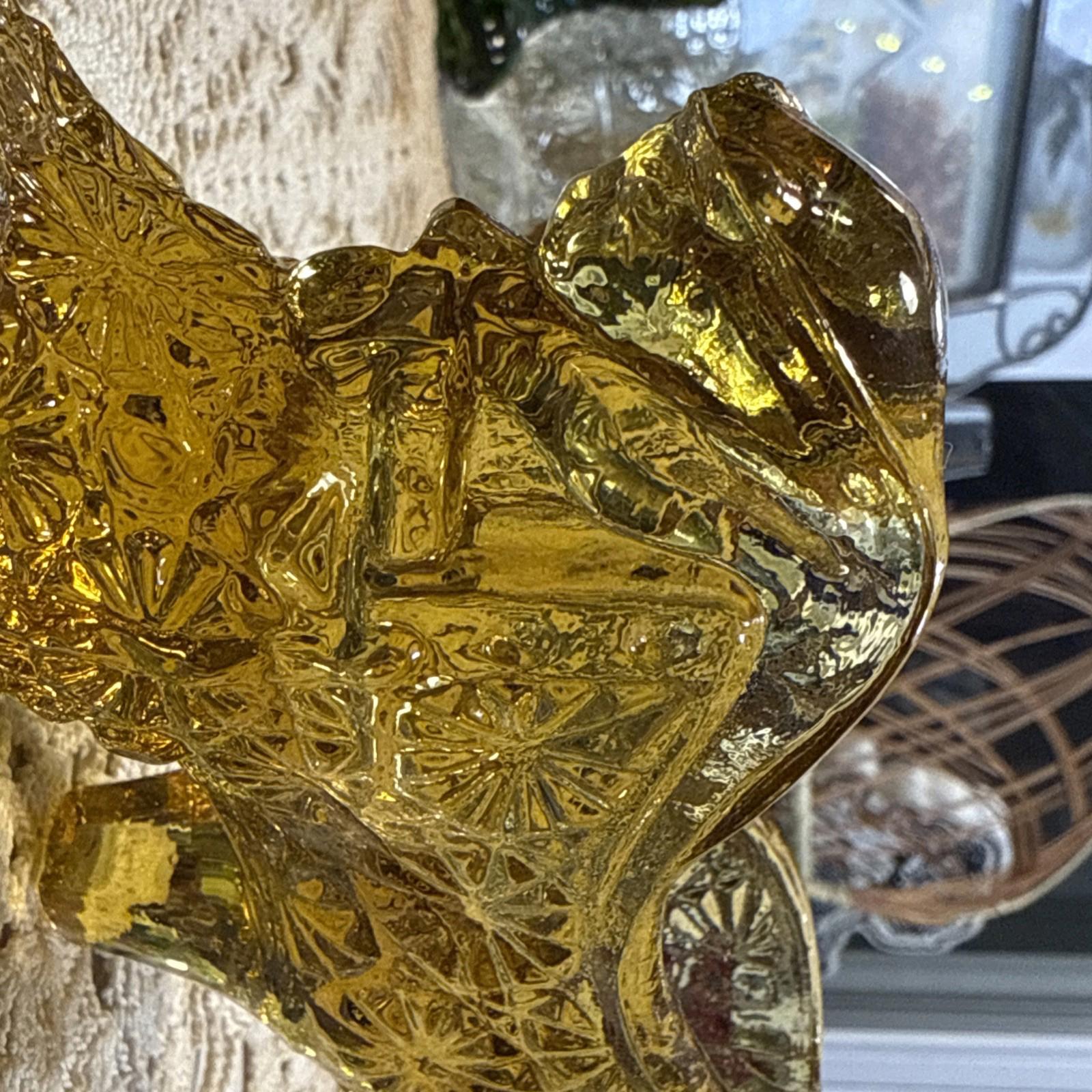 Fenton Cat Head Daisy & Button Amber Glass Shoe Art Glass Paperweight Yellow