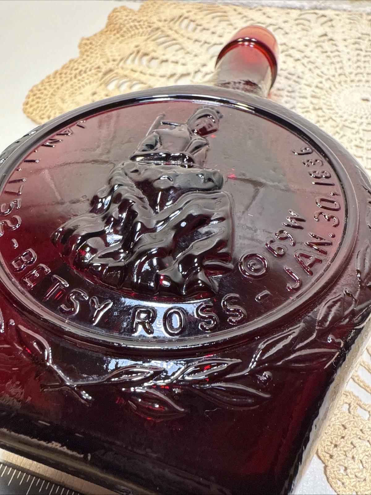 Vintage Betsy Ross Wheaton Decanter. Great American Series, Ruby Red