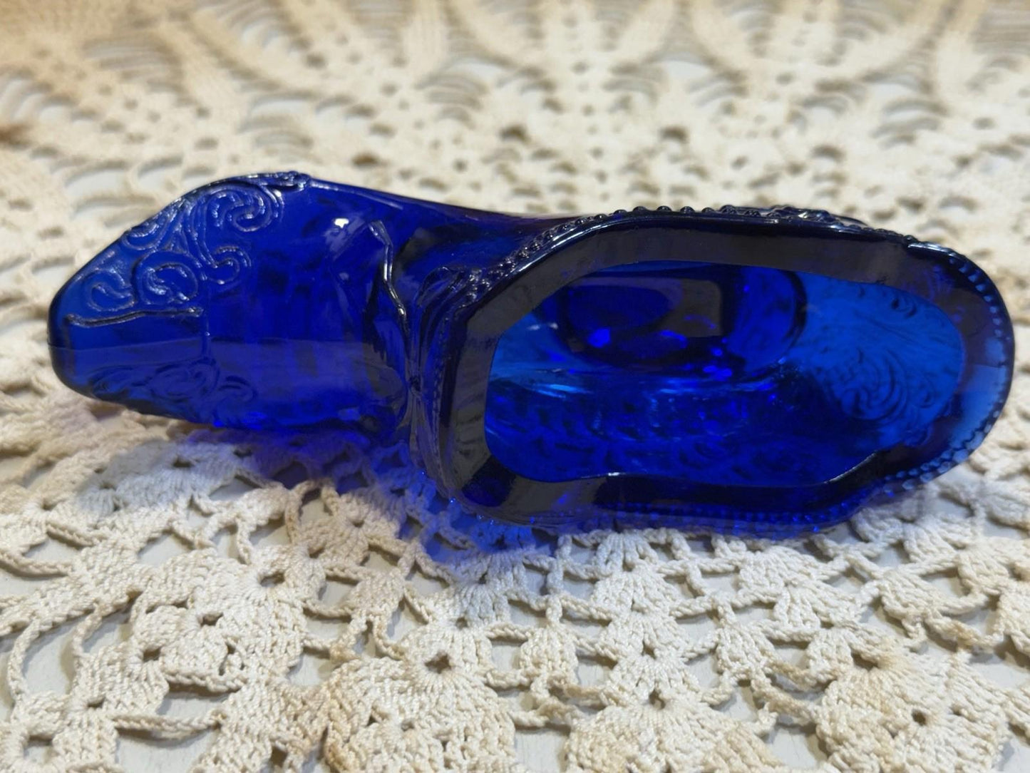 Mosser Art Glass Cobalt Bow Slipper / Shoe Style 109