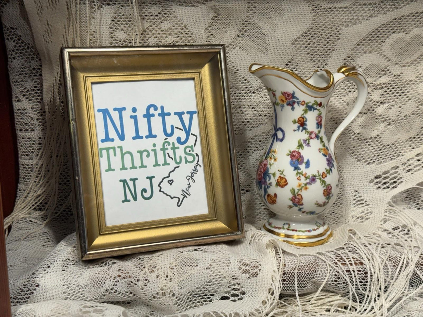 Vintage Franklin Mint Fine Porcelain Creamer Floral Pitcher 5"