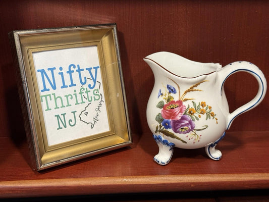 The Franklin Mint Porcelain Floral Footed Creamer Mini Pitcher