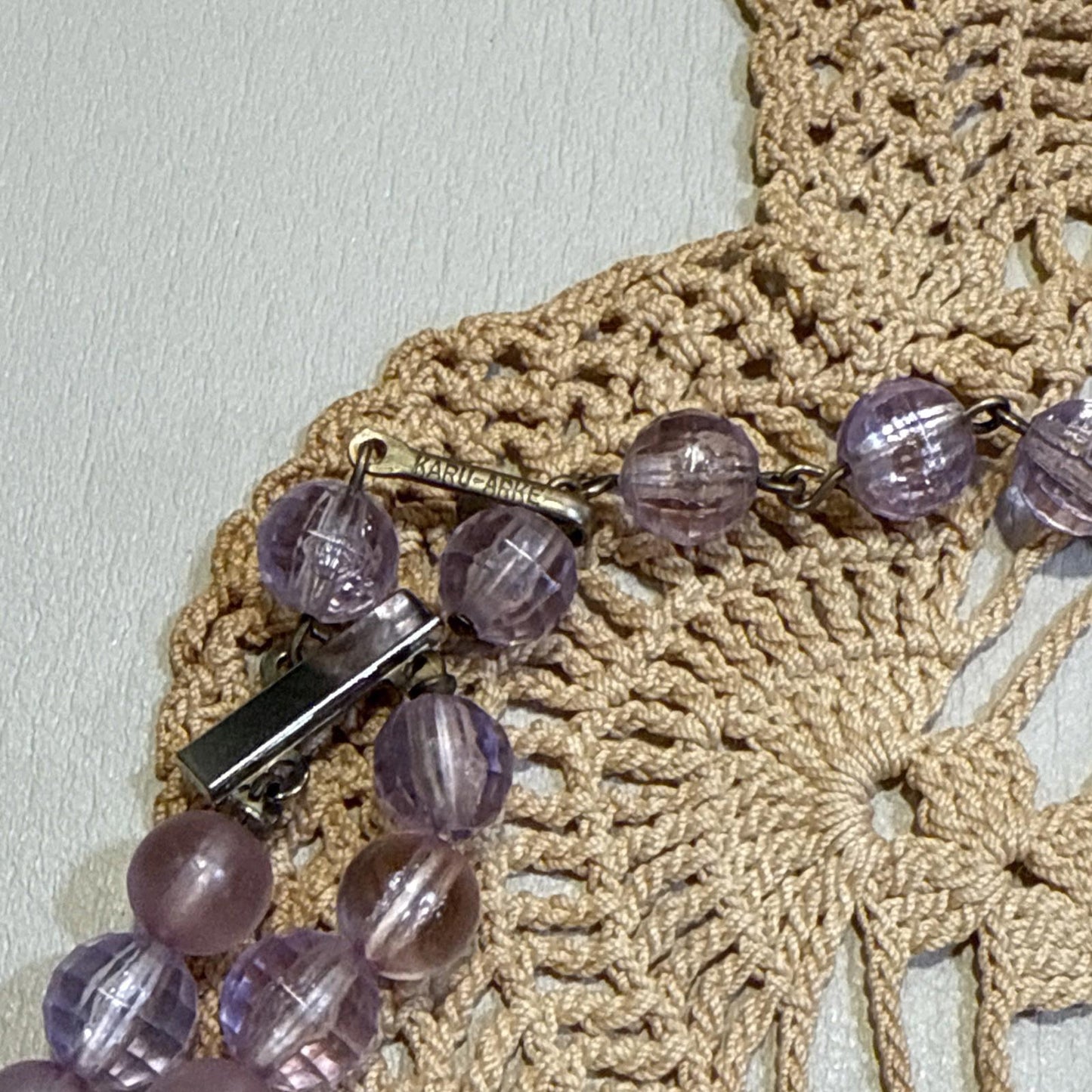 VTG Karu Arke Pink \ Purple Beaded Collar Choker Double Strand Necklace