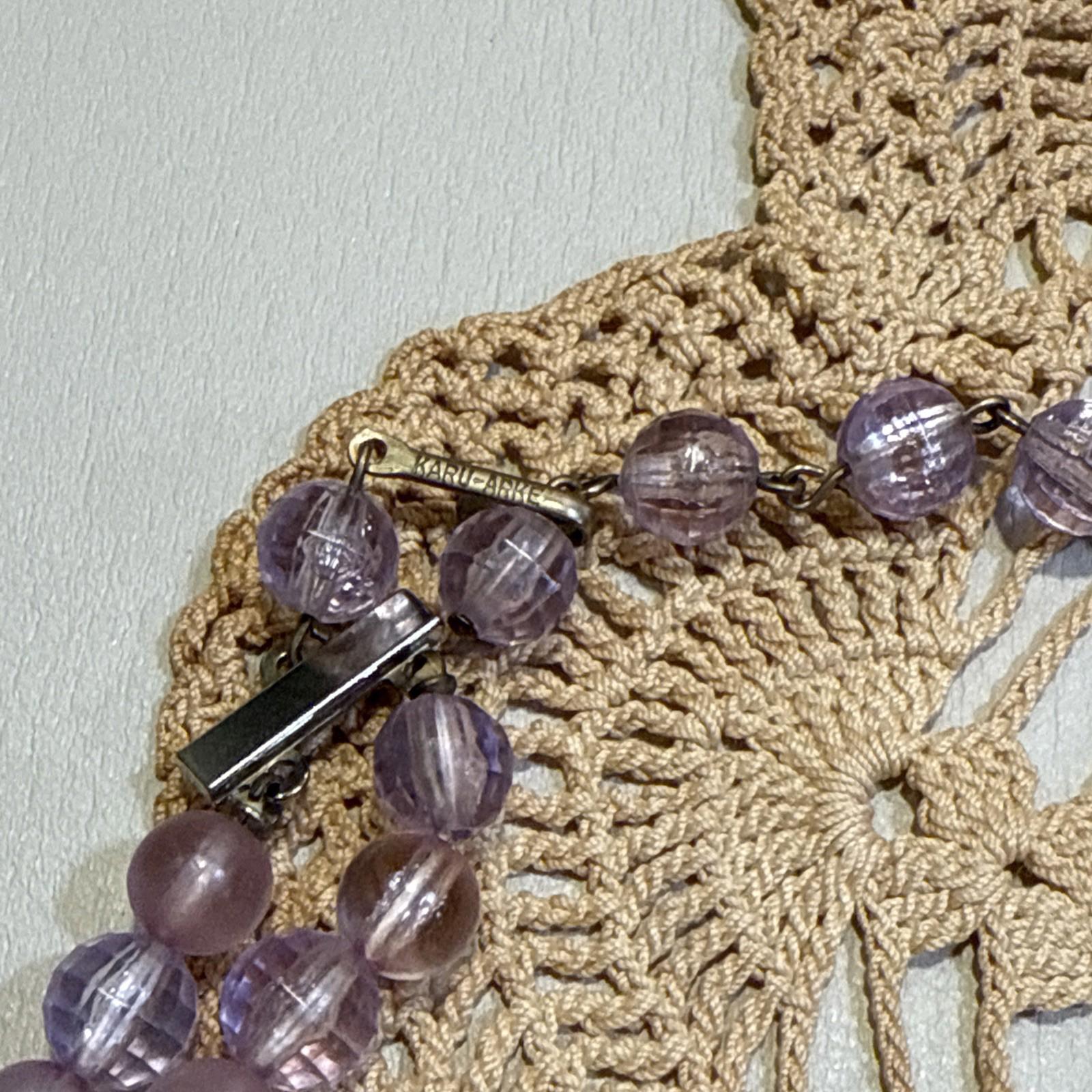 VTG Karu Arke Pink \ Purple Beaded Collar Choker Double Strand Necklace