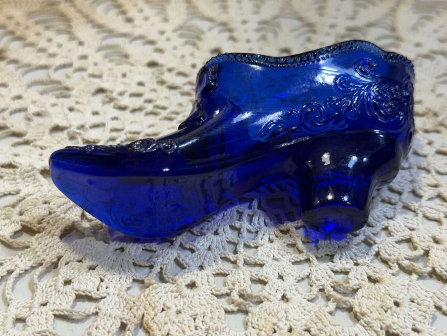 Mosser Art Glass Cobalt Bow Slipper / Shoe Style 109