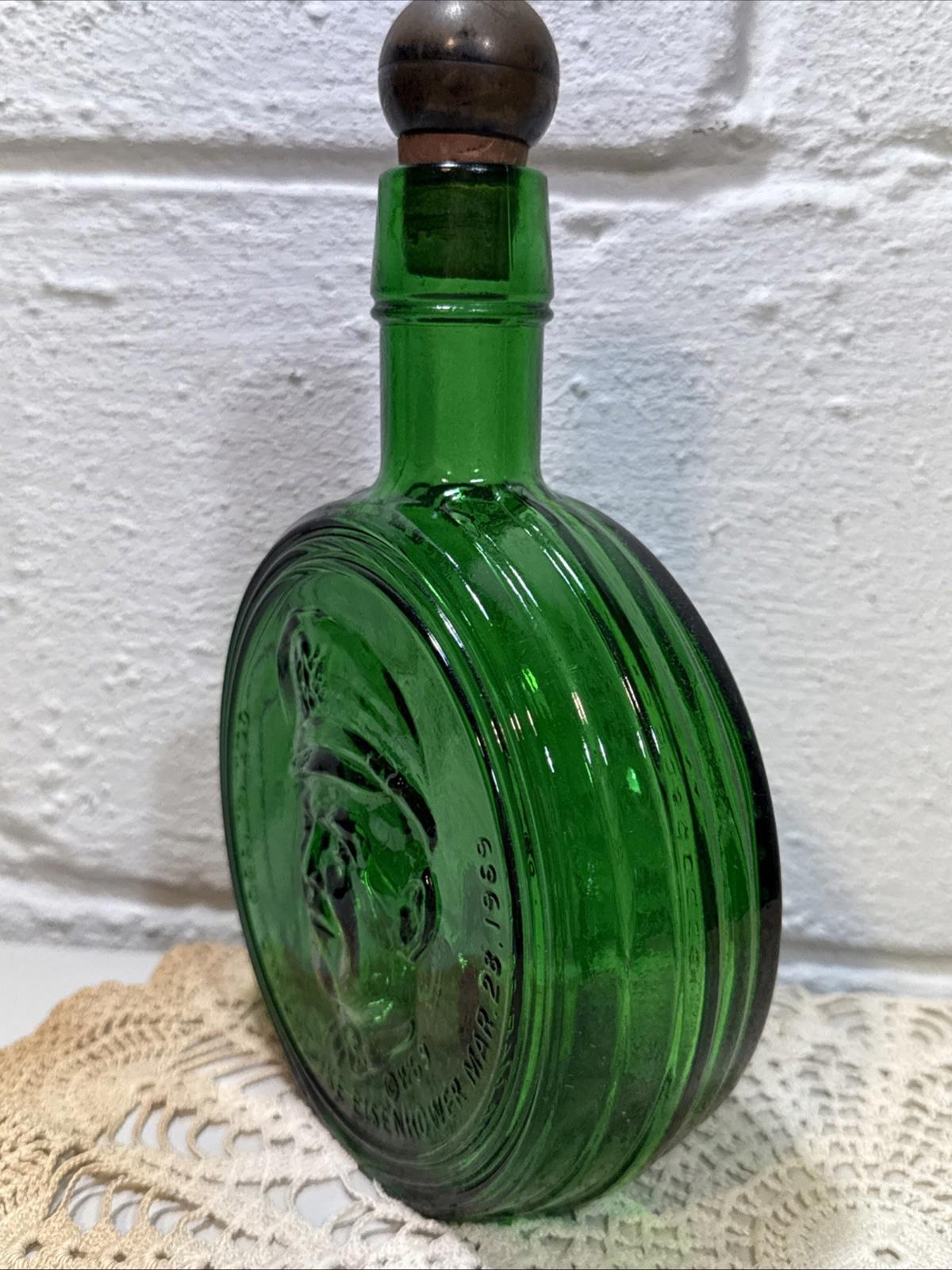 Wheaton Dwight David Eisenhower Ike Commemorative Decanter Bottle Emerald