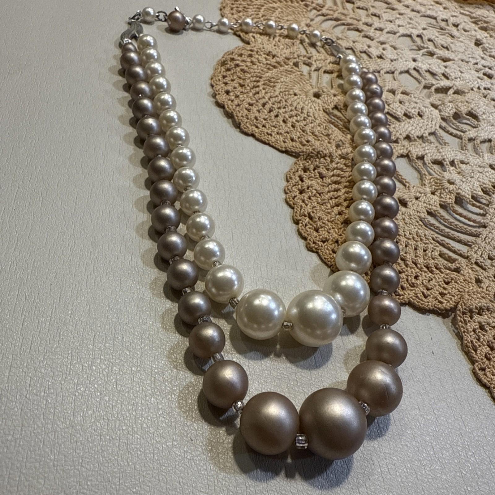 Vintage Faux Pearl Double Strand Costume Jewelry Stamped Japan