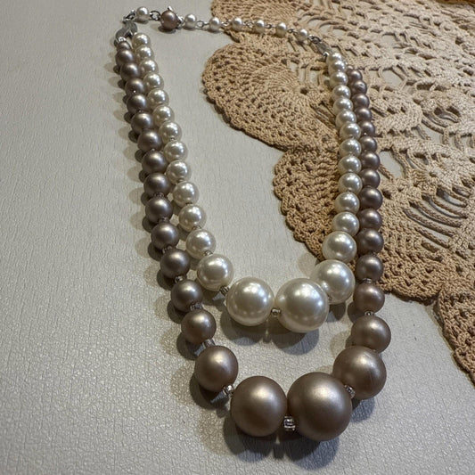 Vintage Faux Pearl Double Strand Costume Jewelry Stamped Japan