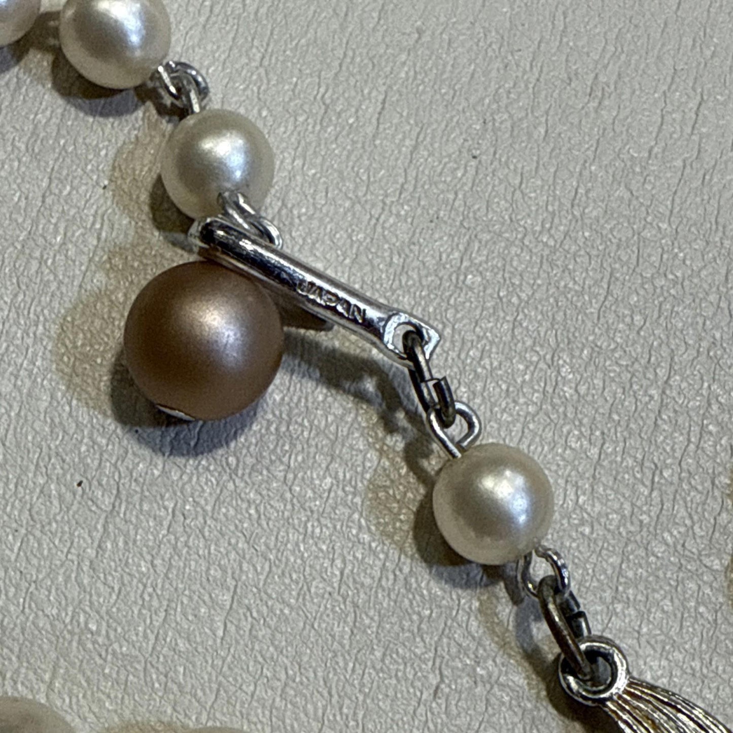 Vintage Faux Pearl Double Strand Costume Jewelry Stamped Japan