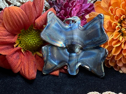 Vintage Butterfly Pendant patina metal hand made charm