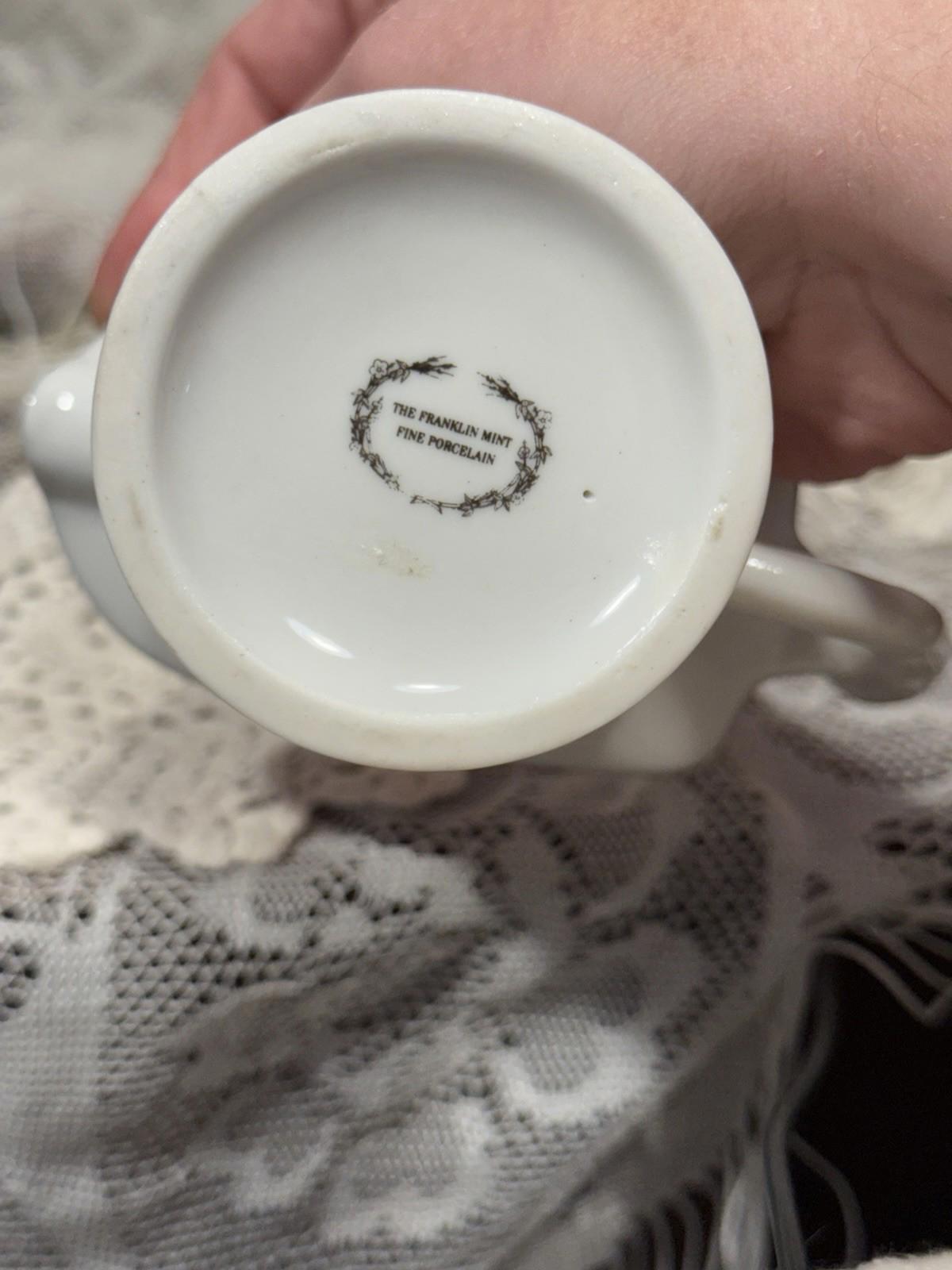 The Franklin Mint Porcelain Floral gilt golden Creamer Mini Pitcher