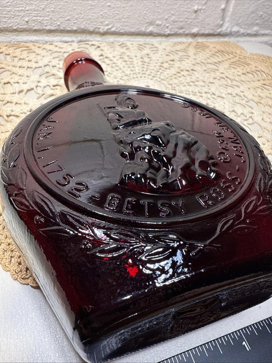 Vintage Betsy Ross Wheaton Decanter. Great American Series, Ruby Red