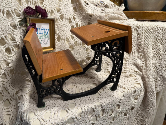 Vintage 1960's Miniature Children Toy Doll Collector Wrought Iron & Wooden Desk