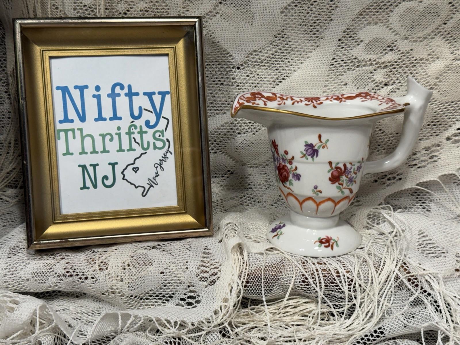 The Franklin Mint Porcelain Floral gilt golden Creamer Mini Pitcher