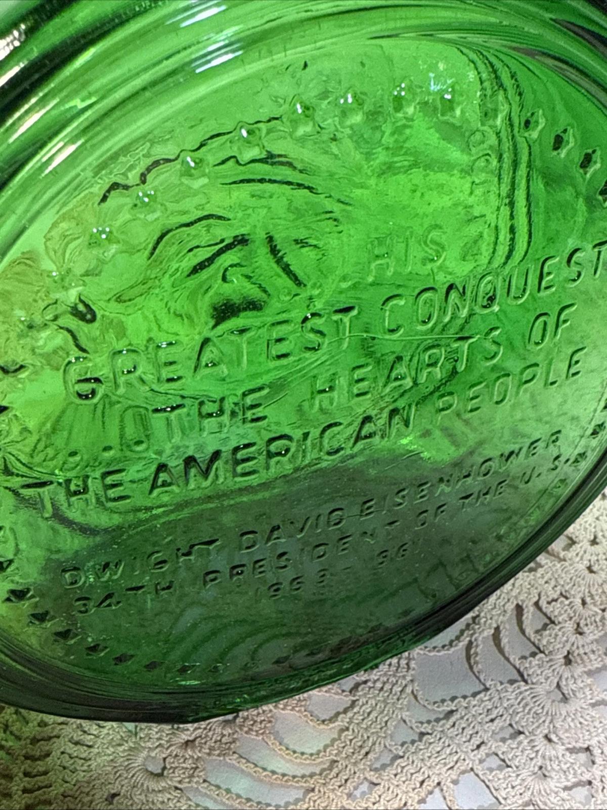 Wheaton Dwight David Eisenhower Ike Commemorative Decanter Bottle Emerald
