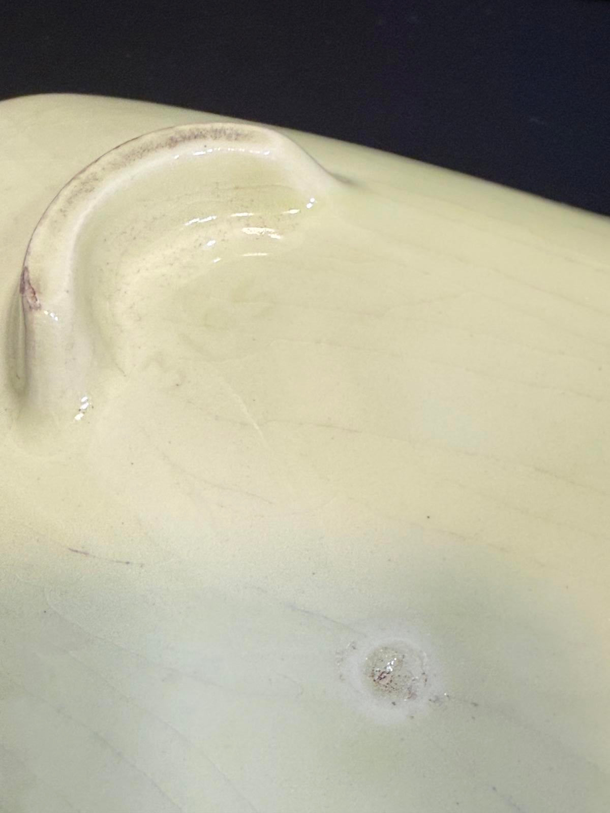 Vintage Green and Cream Ceramic glazed ash tray MCM