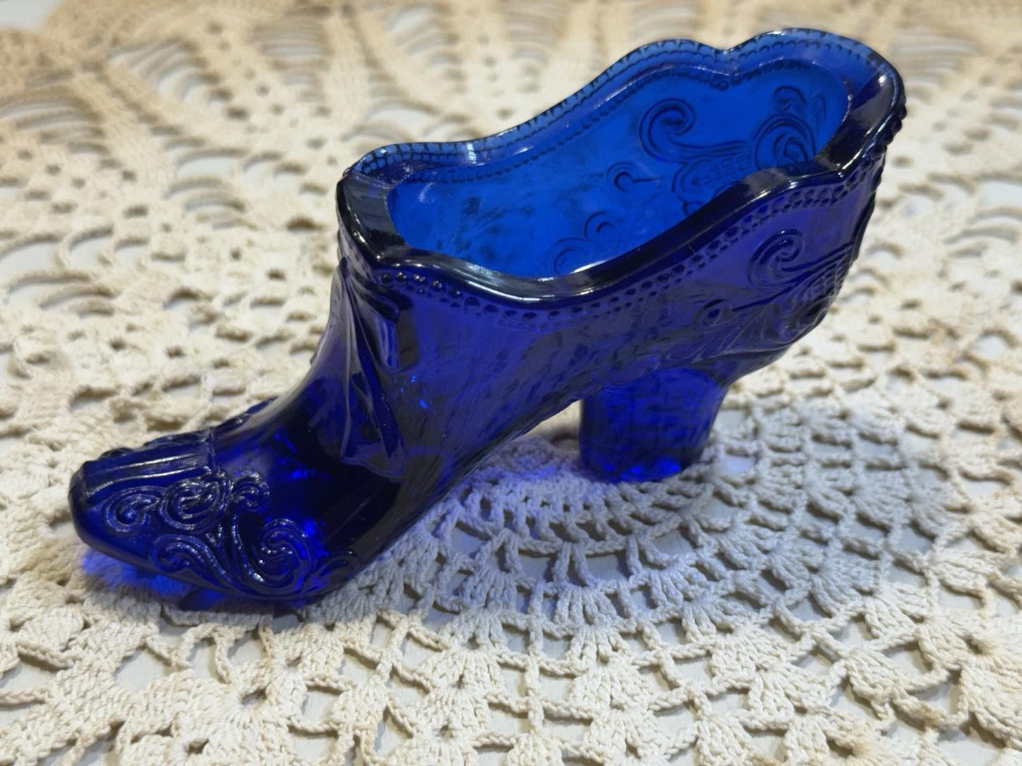 Mosser Art Glass Cobalt Bow Slipper / Shoe Style 109