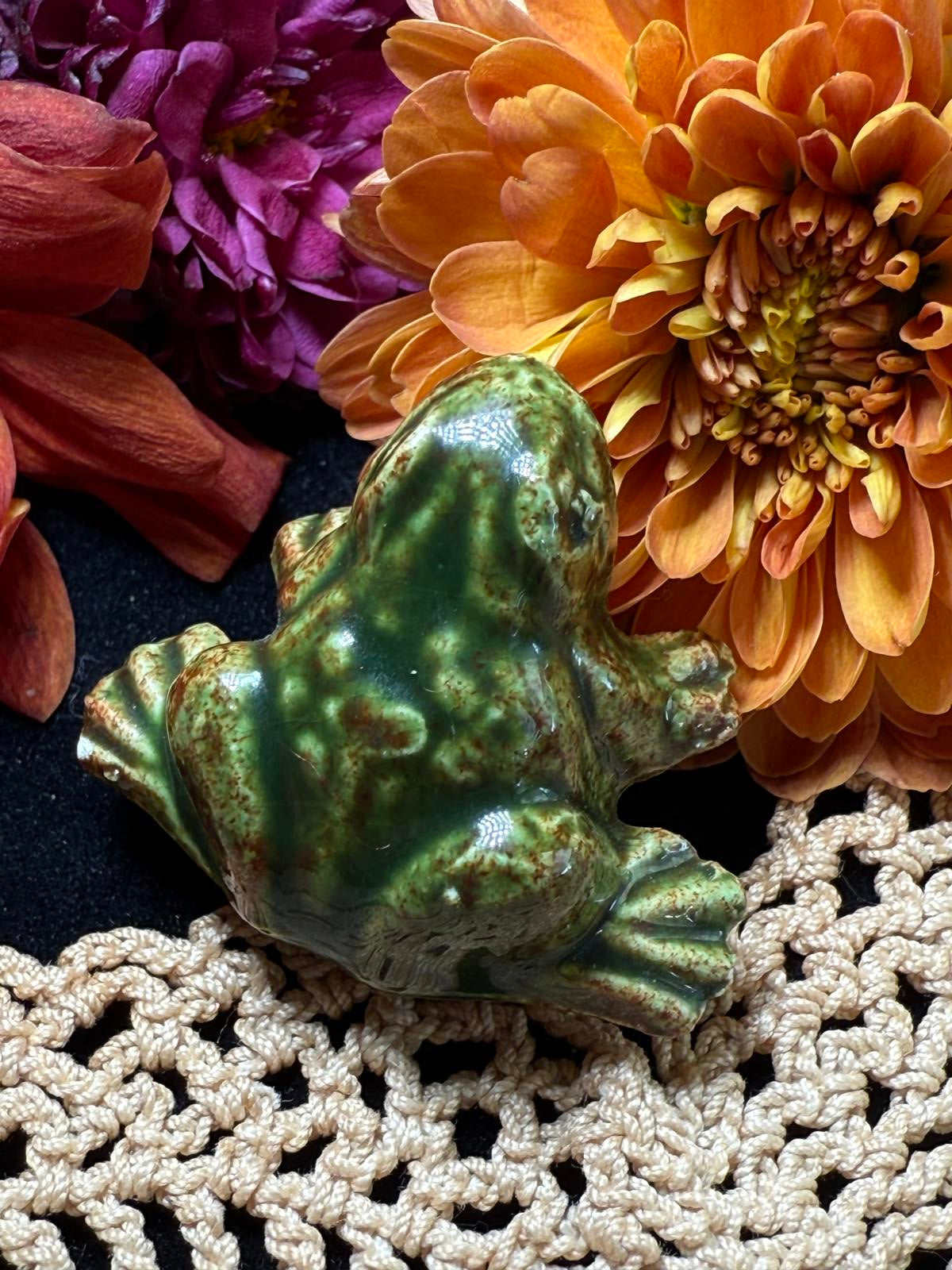 Vintage Coqui Frog Pin Brooch Coqui Green Ceramic