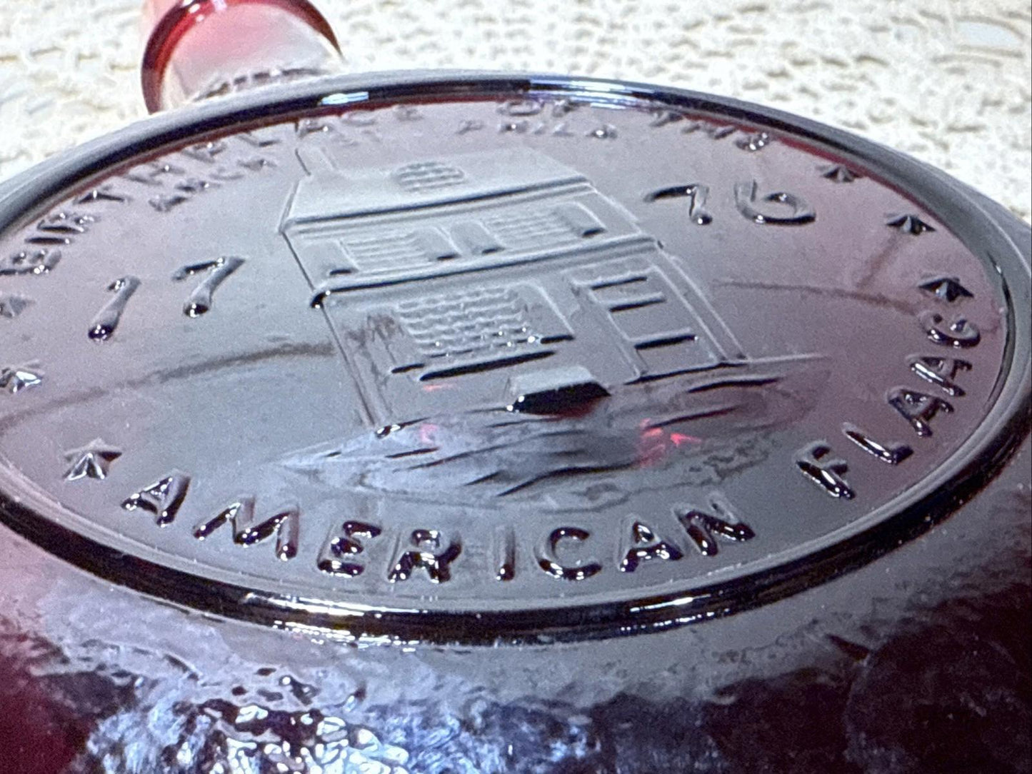 Vintage Betsy Ross Wheaton Decanter. Great American Series, Ruby Red