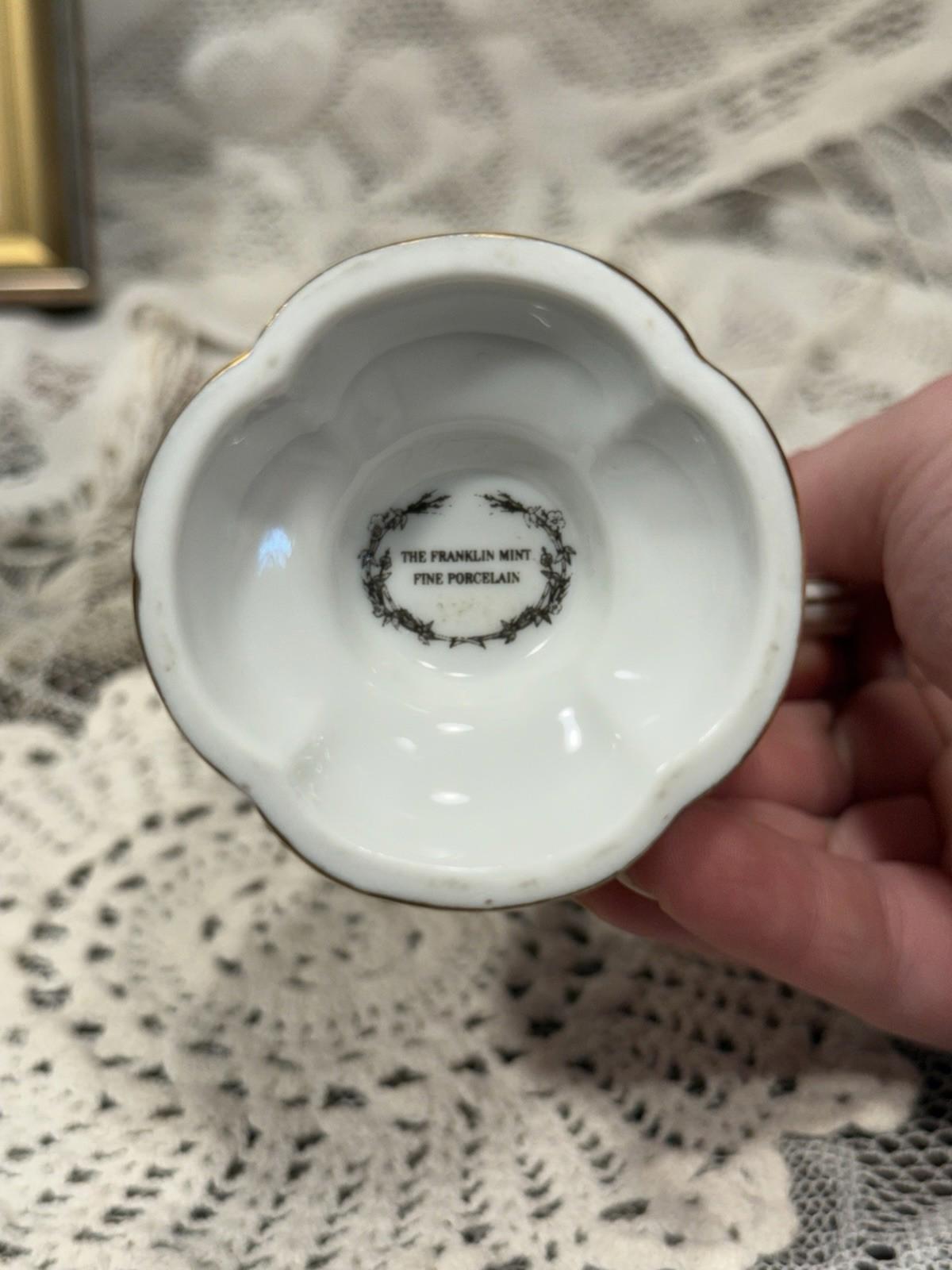 Vintage Franklin Mint Fine Porcelain Creamer Floral Pitcher 5"