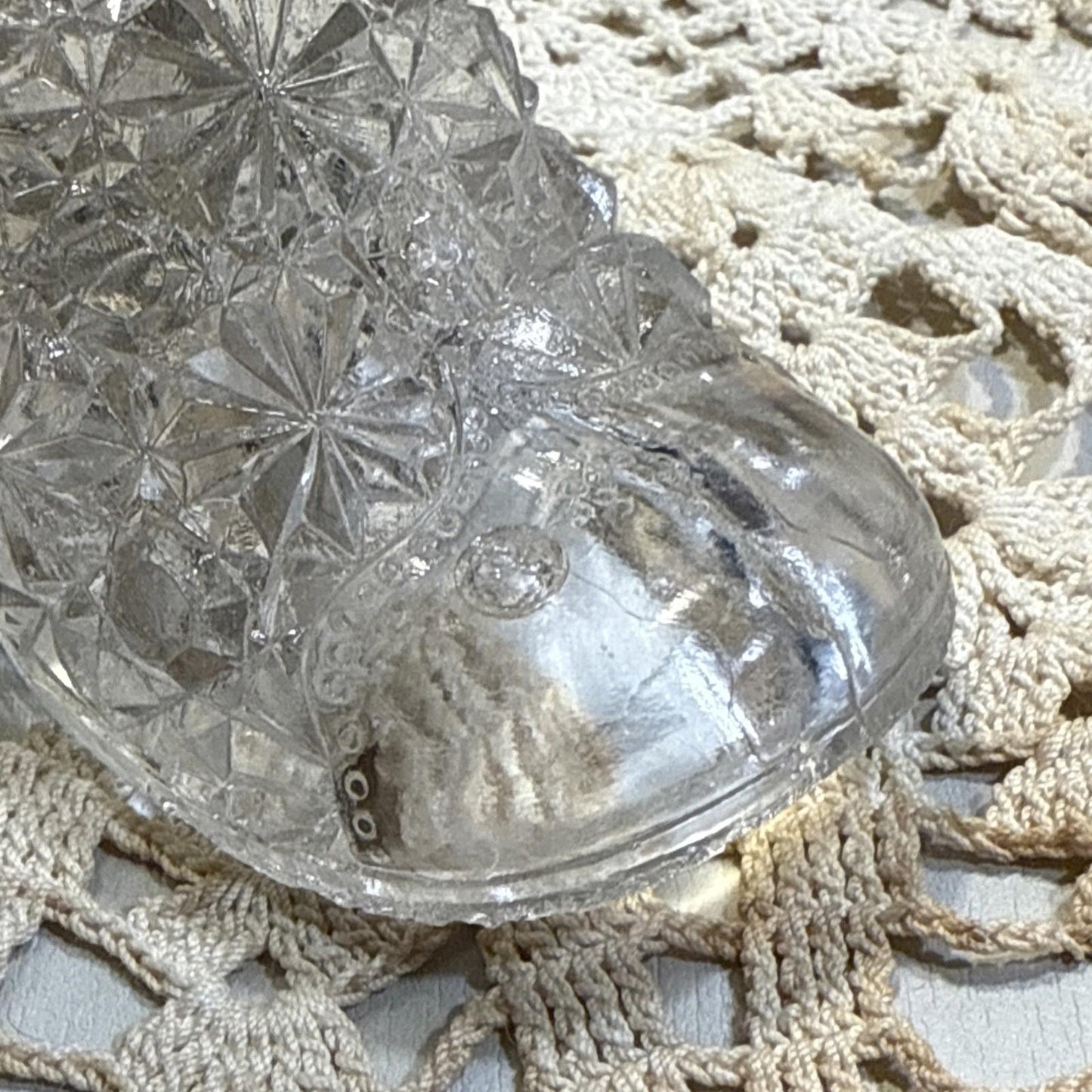 Mid-Size Daisy & Button Clear Glass Drinking Boot shoe EAPG Early American