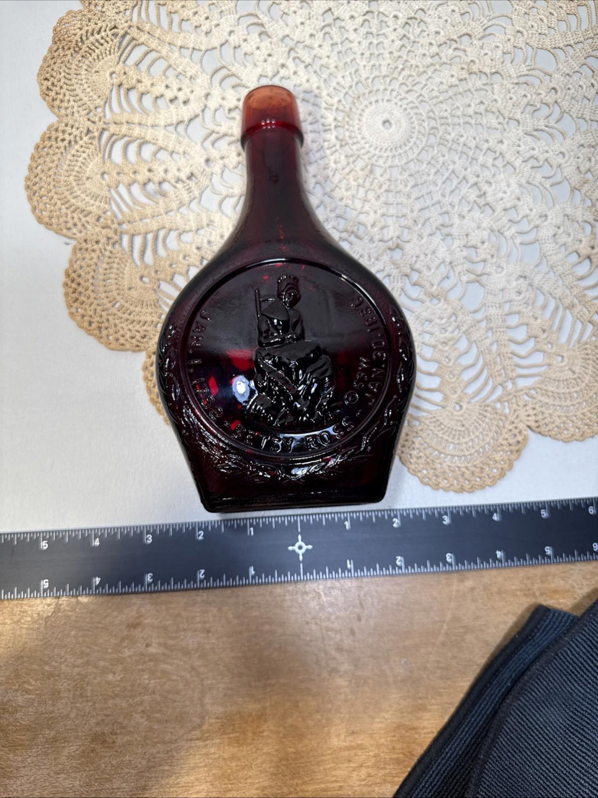 Vintage Betsy Ross Wheaton Decanter. Great American Series, Ruby Red