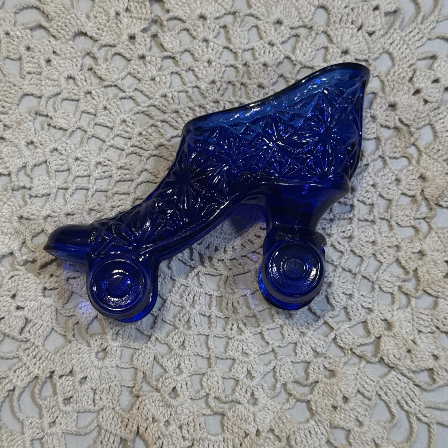 Cobalt Blue Art Glass Women's Roller Skate Slipper - 4.5"(L) x 2.75"(H)