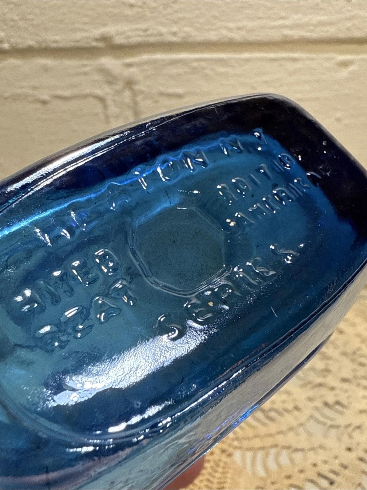 Vintage Wheaton Charles Lindbergh The Lone Eagle Blue Iridescent Decanter Bottle