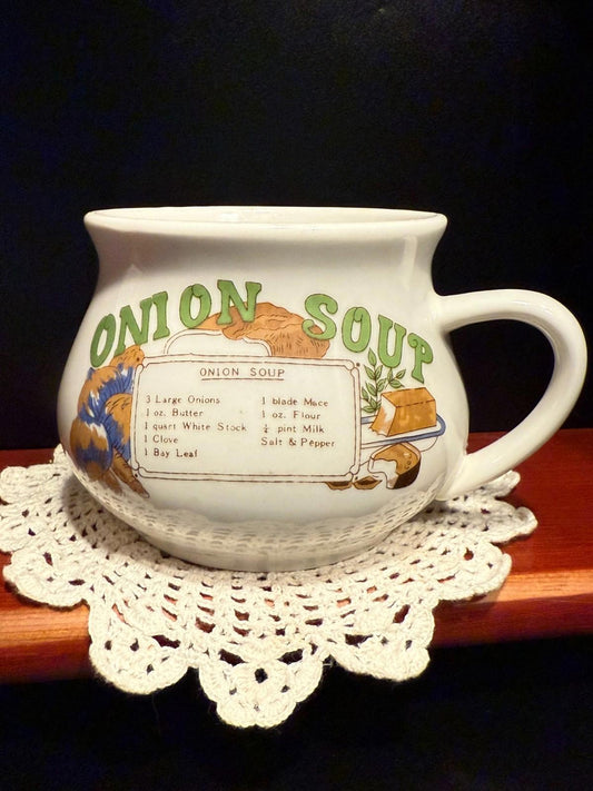 1970’s Soup mug bowl Onion Soup recipe shell promotional original yum soup!