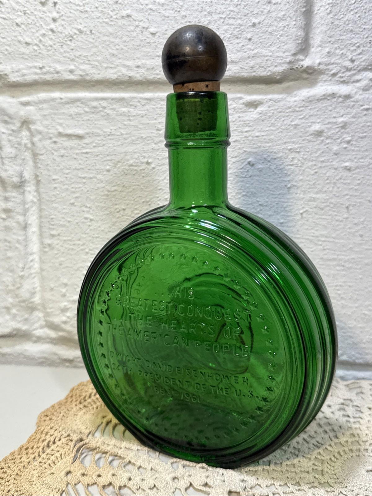 Wheaton Dwight David Eisenhower Ike Commemorative Decanter Bottle Emerald