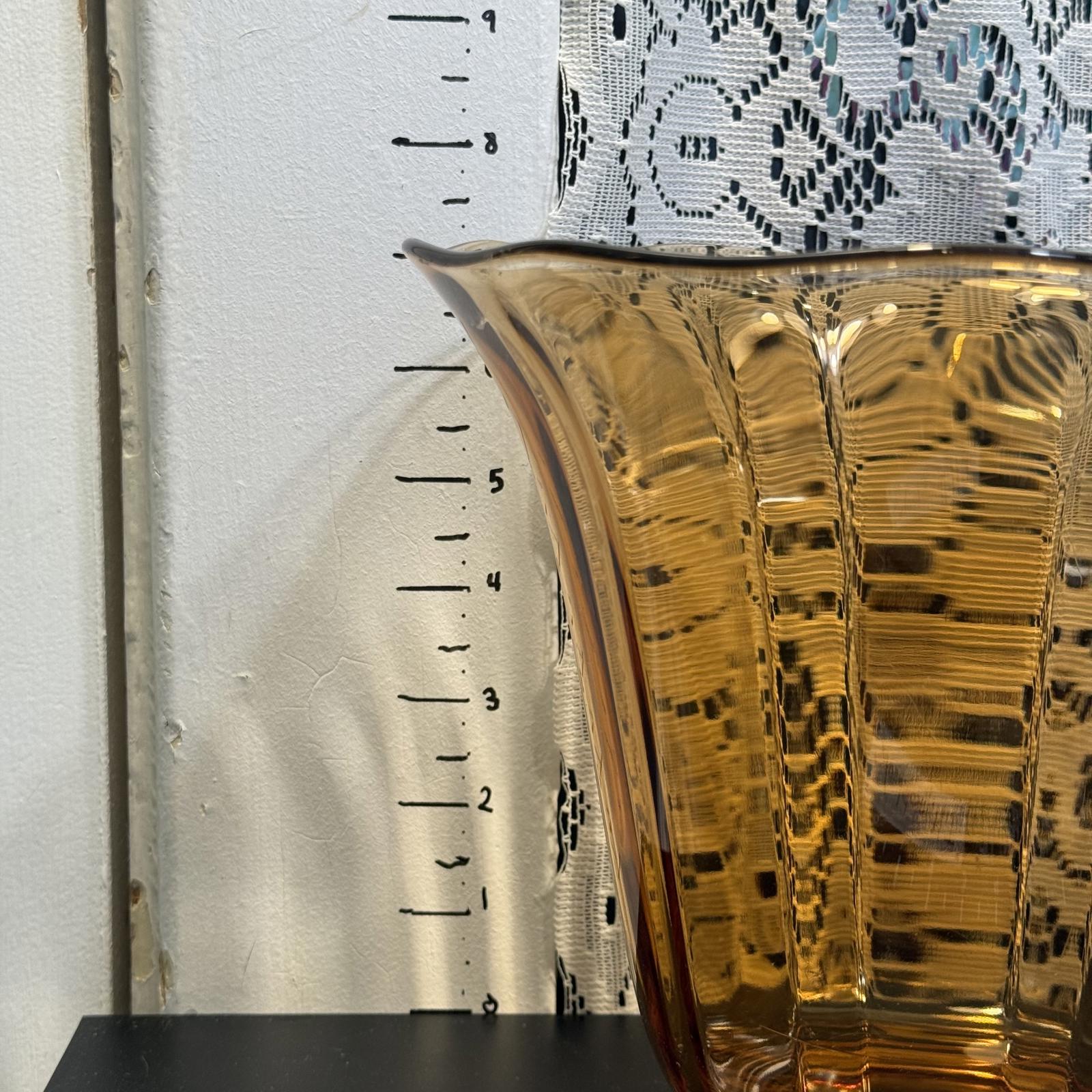 Vintage flared Amber Glass Vase - Elegant Decorative Piece MCM mid century