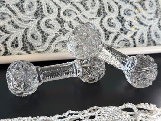 Vintage Imperial Lead Crystal Baby Weights/Knife Rests/Bar Bells Set of 2