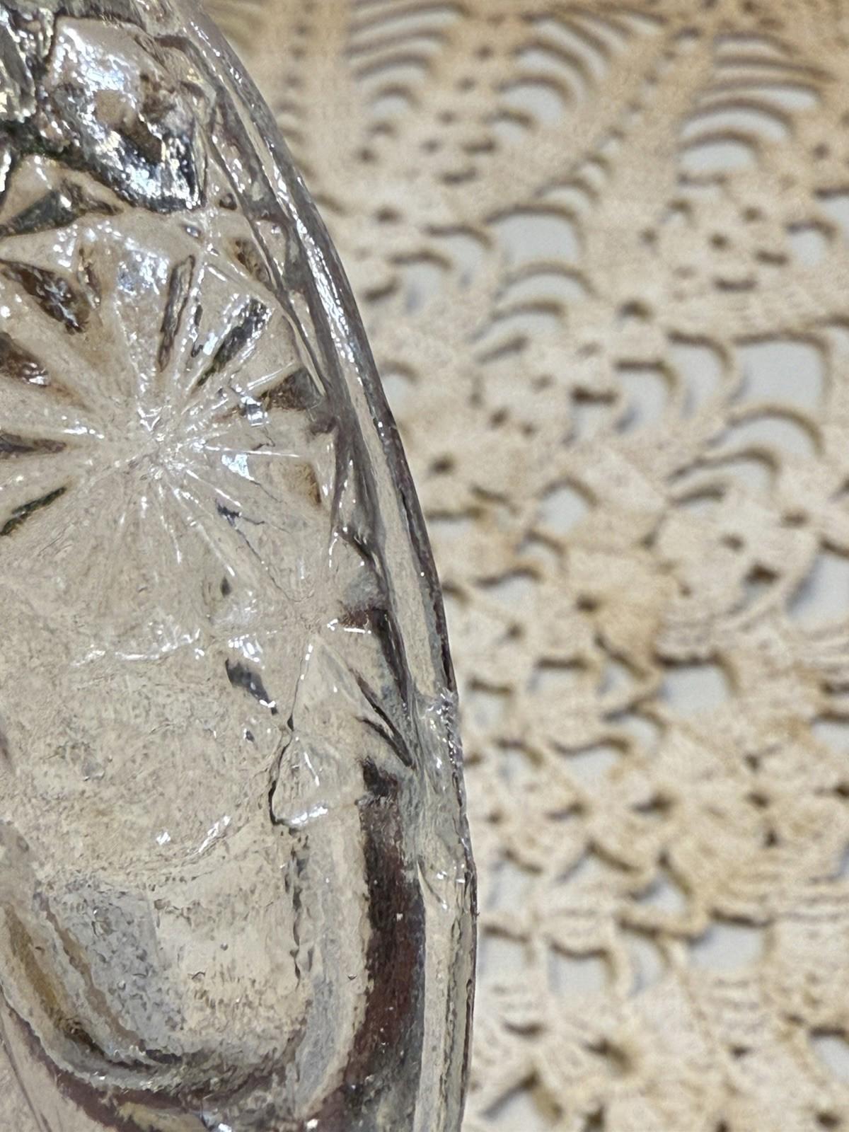 Vintage Victorian Fenton Daisy & Button Clear Glass Shoe Slipper With Bow Front