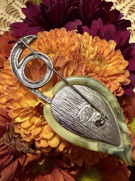 Vintage Liz Claiborne Green Brooch Pin