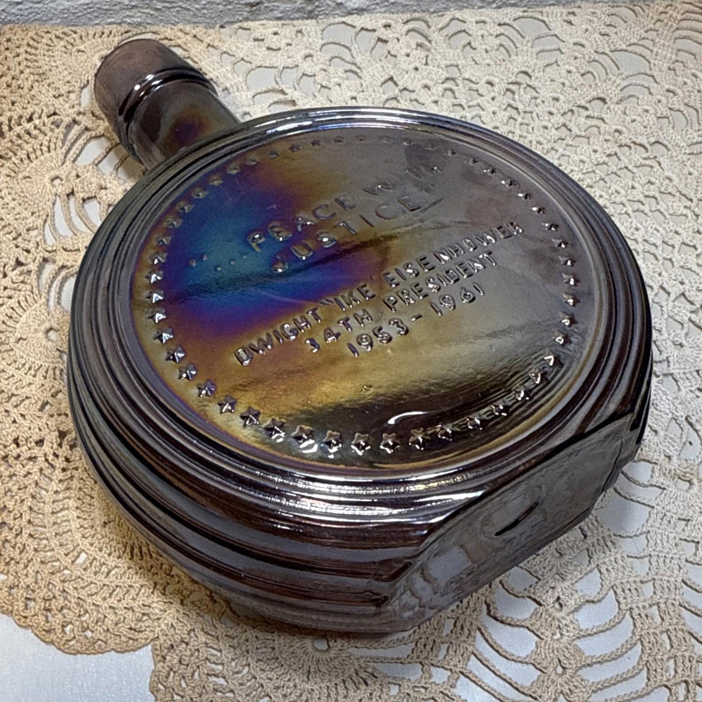 Wheaton Glass Bottle Dwight David Eisenhower 1st Edition Carnival Glass Decanter