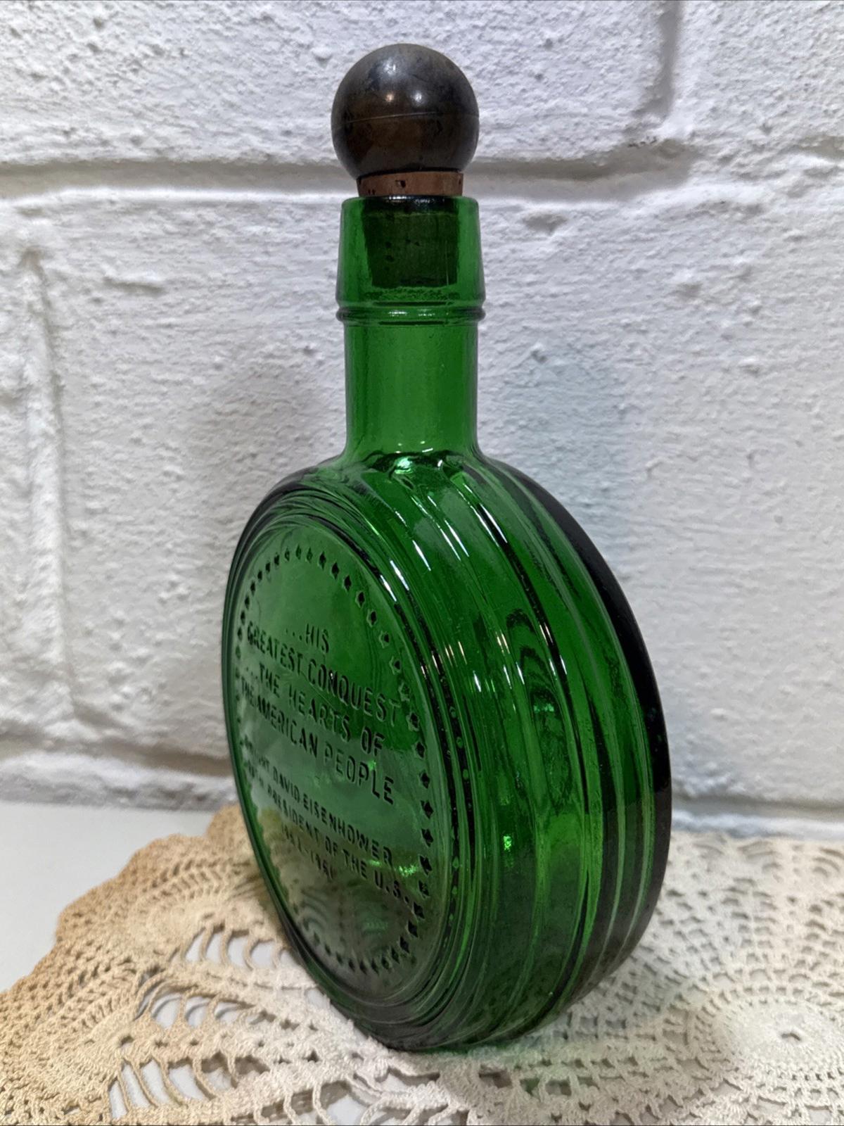 Wheaton Dwight David Eisenhower Ike Commemorative Decanter Bottle Emerald