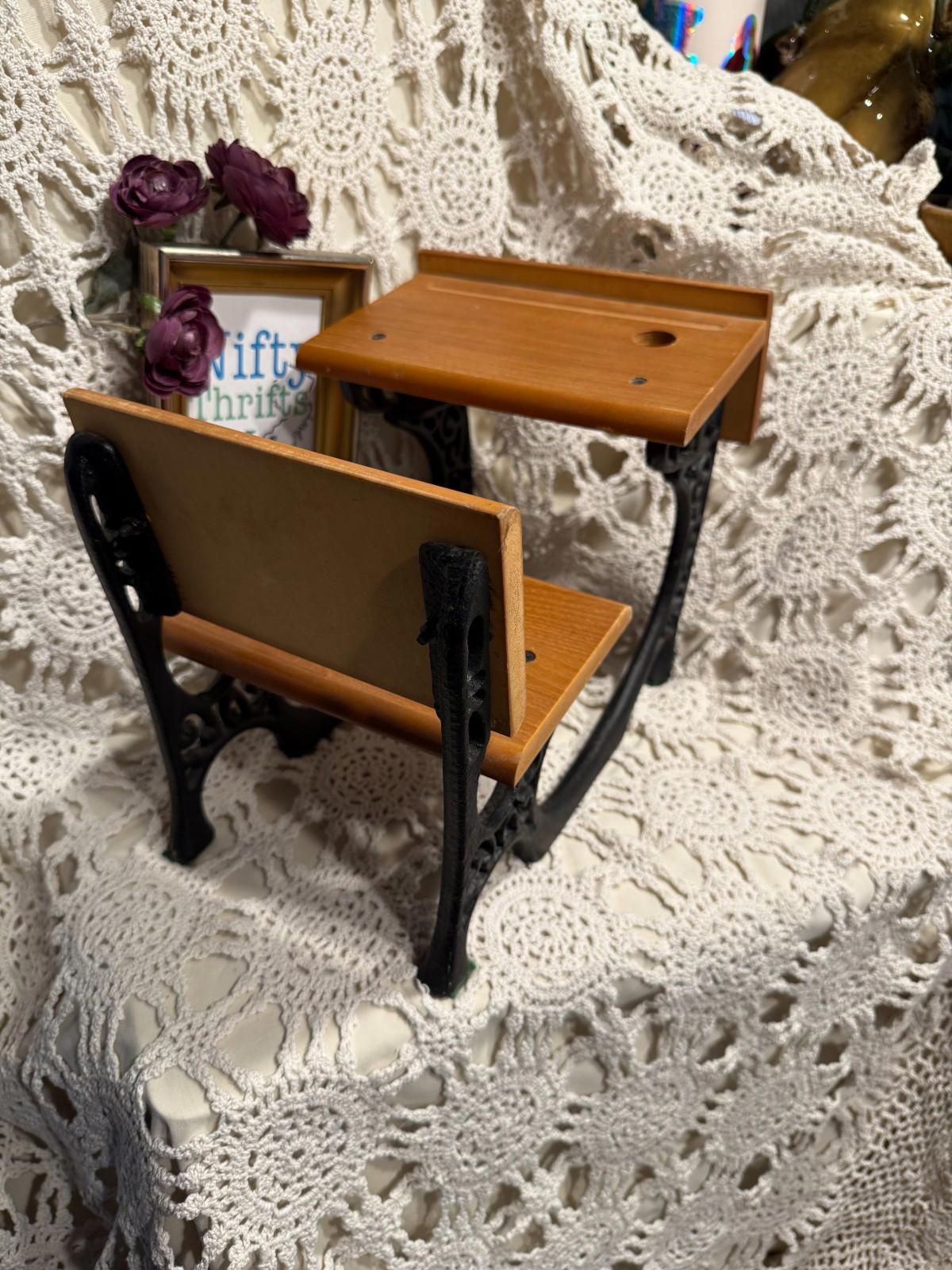 Vintage 1960's Miniature Children Toy Doll Collector Wrought Iron & Wooden Desk